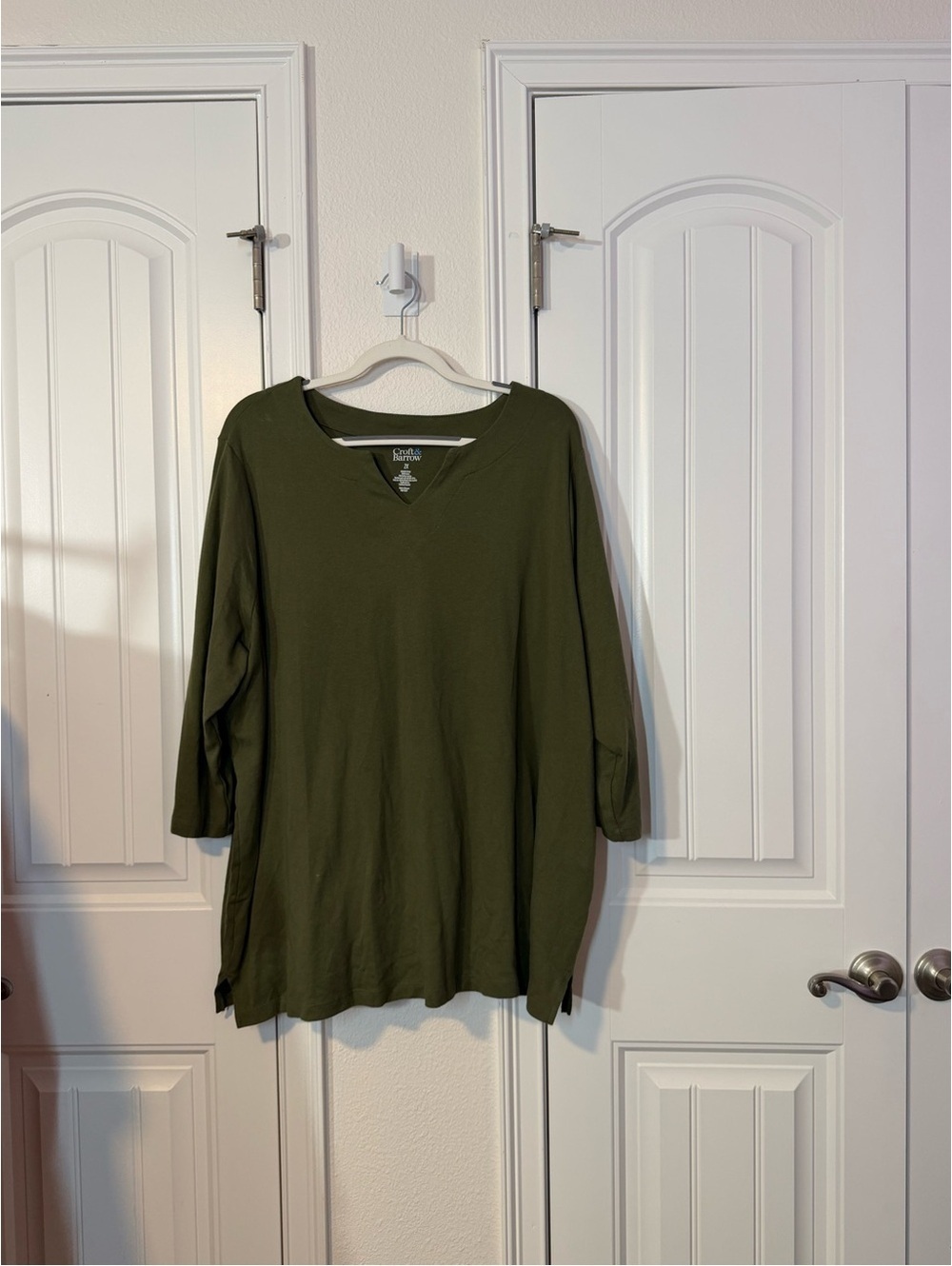 croft & barrow Olive Green V-Neck Tunic Top